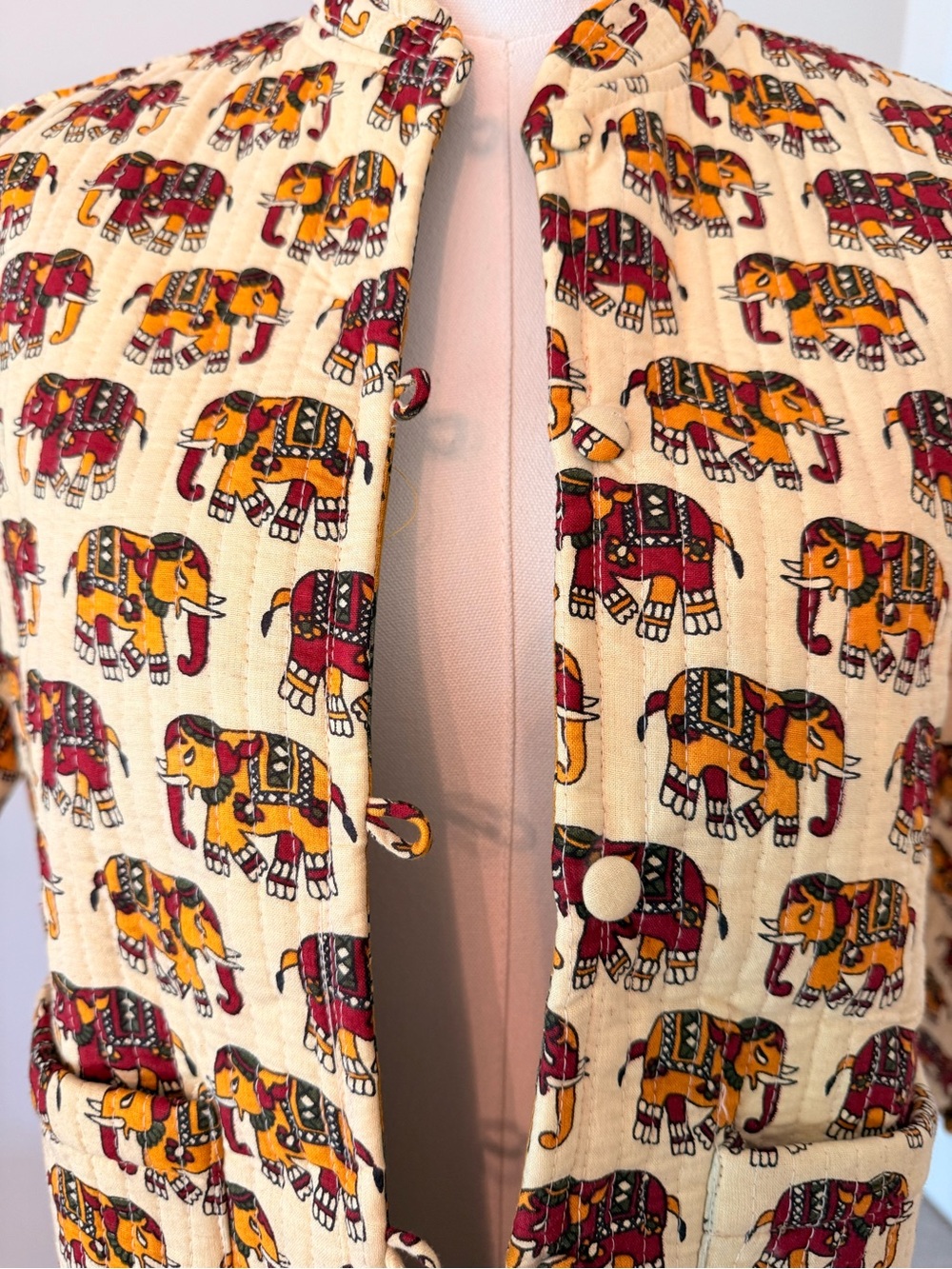 Women’s Elephant Print Button-Up Jacket - Picture 2 of 8